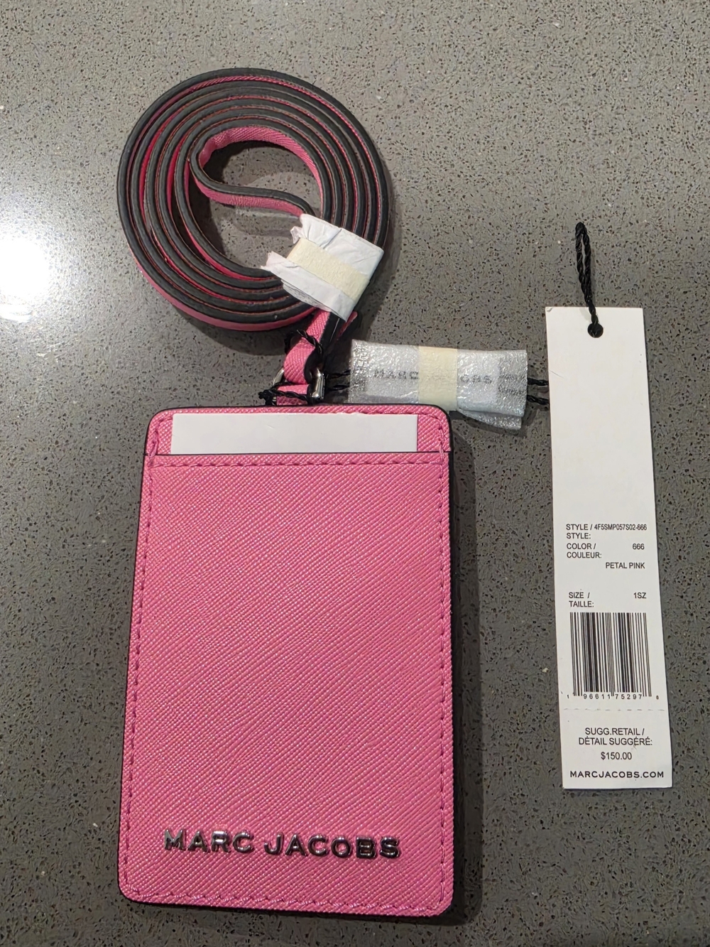 Marc Jacobs Petal Pink Card Holder with Detachable Lanyard